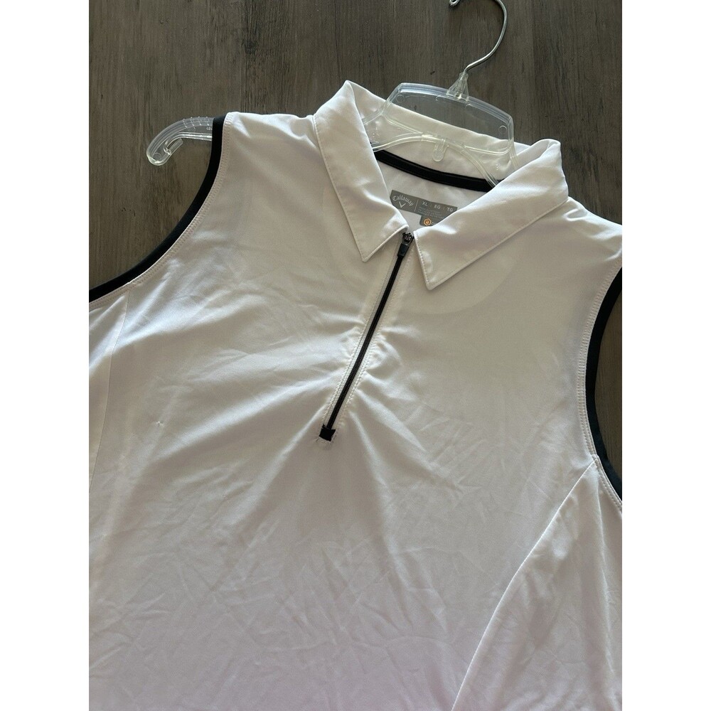 Callaway Opti Dri Polo Golf Top Womens XL White Sleeveless Athleisure